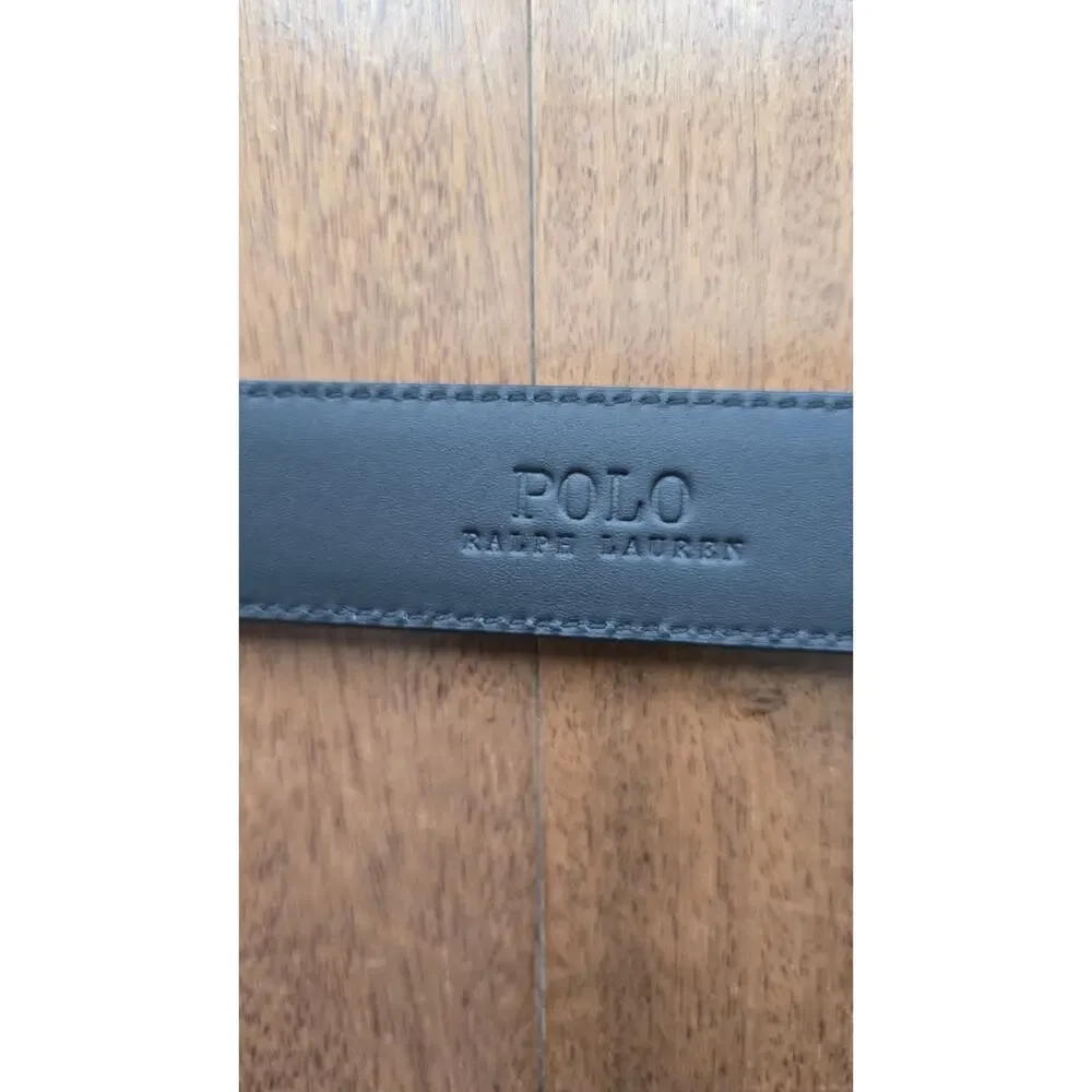 Nwot POLO RALPH LAUREN Black Leather Belt Size 42.10.5